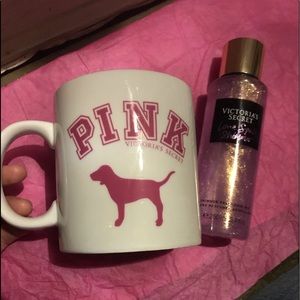 BIG VS Pink coffee mug & Love Spell shimmer spray